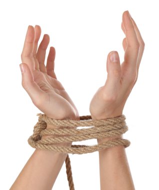 bağlı eller, izole beyaz