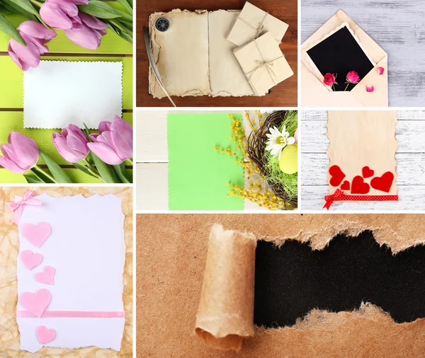 Collage van verschillende soort papier — Stockfoto