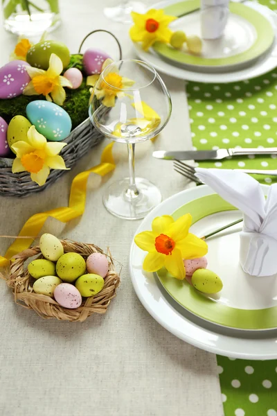 Beautiful holiday Easter table setting — Stock Photo, Image