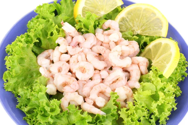 Deliciosos camarones marinados en plato aislado en blanco — Foto de Stock