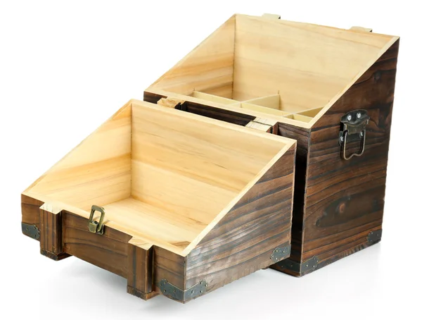 Caja de madera aislada en blanco — Foto de Stock