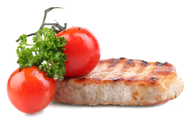 Gegrilltes Steak und Gemüse isoliert auf weiß — Stockfoto