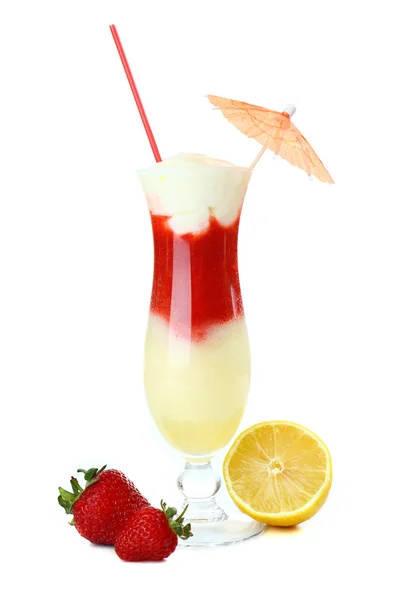 Delicious fruit smoothie isolated on white — Stock Photo, Image