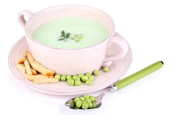 Leckere Erbsensuppe, isoliert auf weiß — Stockfoto