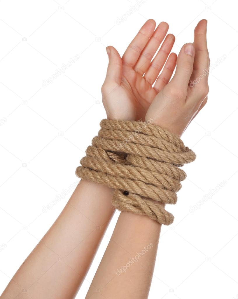 Tied hands, isolated  white