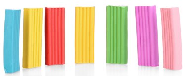 Çocuk parlak hamuru üzerine beyaz izole