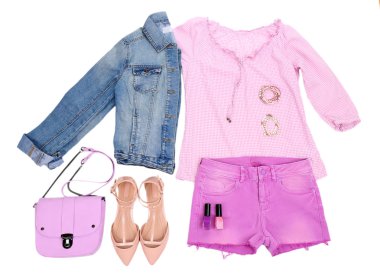 Kadın giyim üzerine beyaz izole