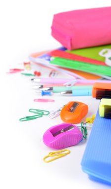 beyaz izole parlak okul malzemeleri