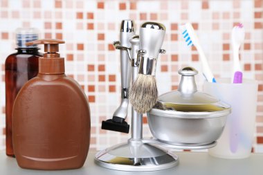 erkek lüks tıraş takımı banyo raf