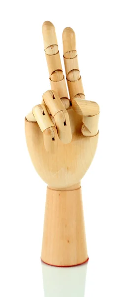 Wooden hand isolated on white — Stock Photo, Image
