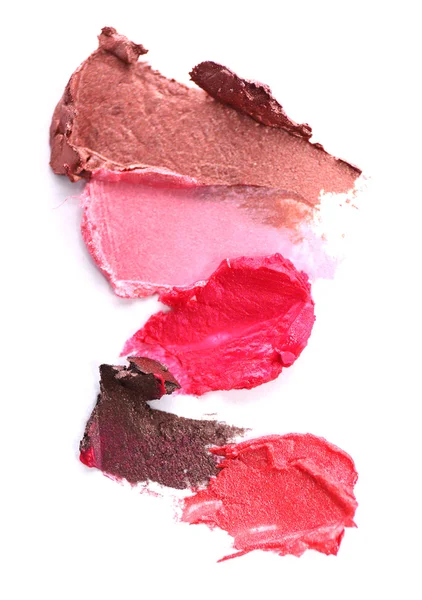 Collection of various lipstick smeared, isolated on white — Stock Photo, Image