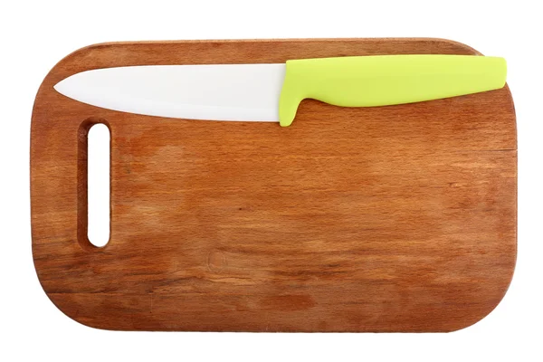 Kuchyňský nůž a prkénko izolované na bílém — Stock fotografie