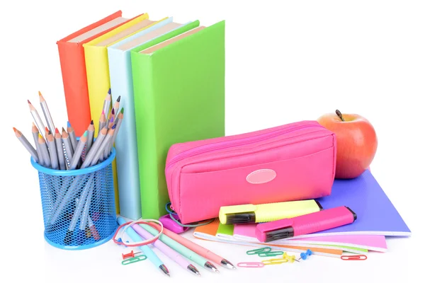 Bright school supplies isolated on white — Stock Photo, Image