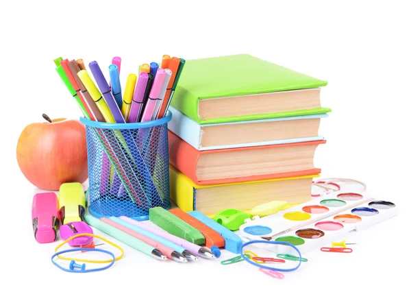 Bright school supplies isolated on white — Stock Photo, Image