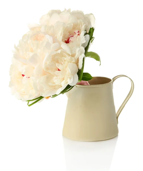 白で隔離される花瓶に美しい結婚式のブーケ — ストック写真