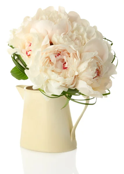Beautiful wedding bouquet in vase isolated on white — Stock Photo, Image