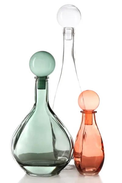 Dekorativa flaskor, isolerad på vit — Stockfoto