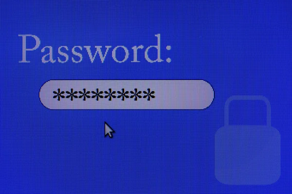 Password sullo schermo del monitor — Foto Stock