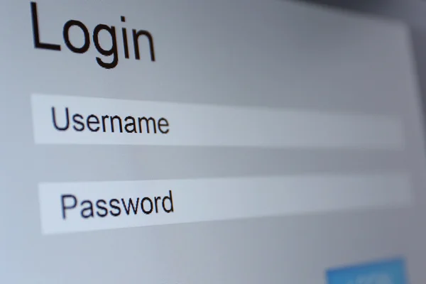 Login and password on monitor screen — Stock Photo, Image