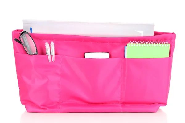 Bolsa cosmética rosa aislada en blanco — Foto de Stock