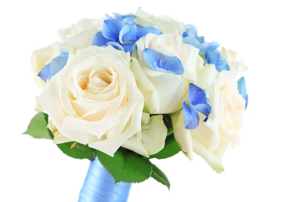 Mooie bruiloft boeket met rozen, geïsoleerd op wit — Stockfoto