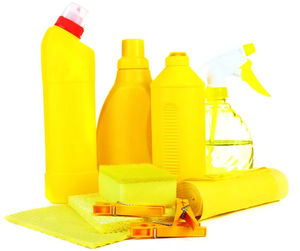 Cleaning products isolated on white — Stock Photo, Image