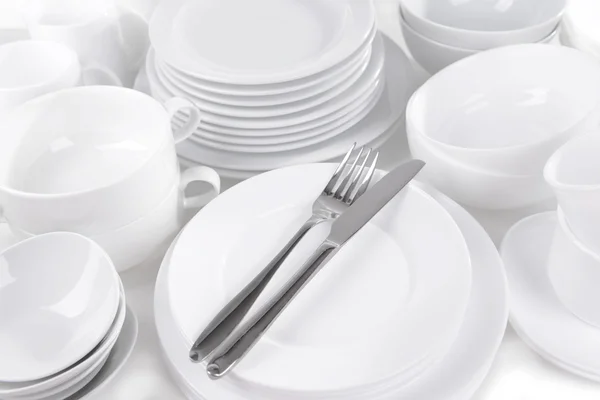 Sada bílých pokrmů detail — Stock fotografie