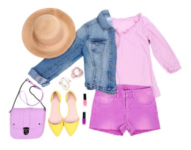 Kadın giyim üzerine beyaz izole