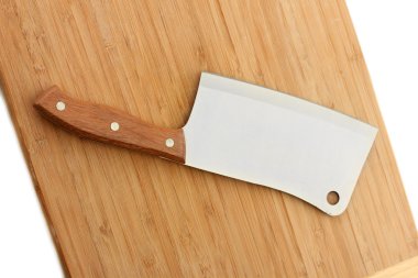 ahşap arka plan yakın çekim üzerinde et cleaver