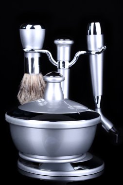 erkek lüks tıraş takımı siyah izole
