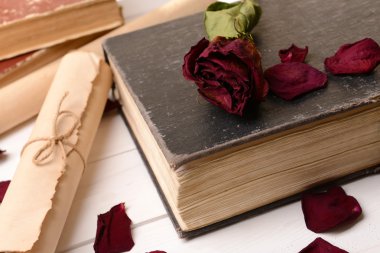 eski kitaplar üzerinde tablo yakın çekim