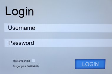 Kullanıcı adı ve şifre monitör ekranında