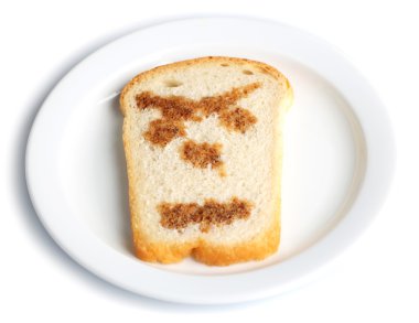 komik tost, üzerinde beyaz izole