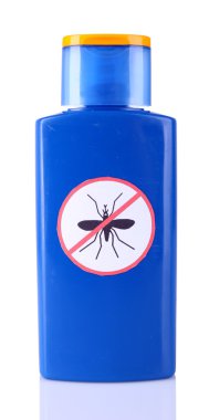 Bottle with mosquito repellent cream isolated on white clipart