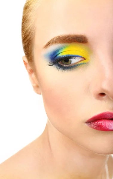 Beautiful woman with bright make-up, close up — Stock Photo, Image