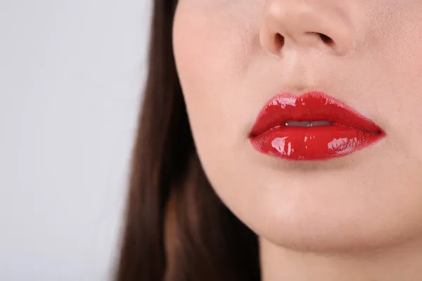 Sexy red lips closeup — Stock Photo, Image