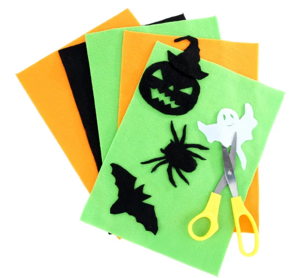 Bright felt and handmade Halloween decorations, isolated on white — Stock Photo, Image