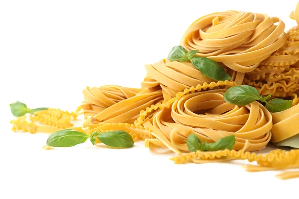 Raw homemade pasta, isolated on white — Stock Photo, Image