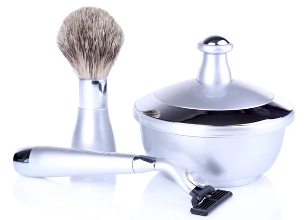 Kit de afeitado de lujo masculino aislado en blanco — Foto de Stock