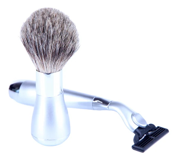 Shaving accessories isolated on white — Stock Photo, Image