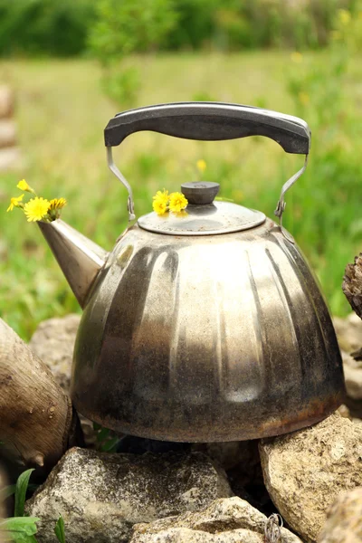 旧复古的茶壶，在户外 — 图库照片