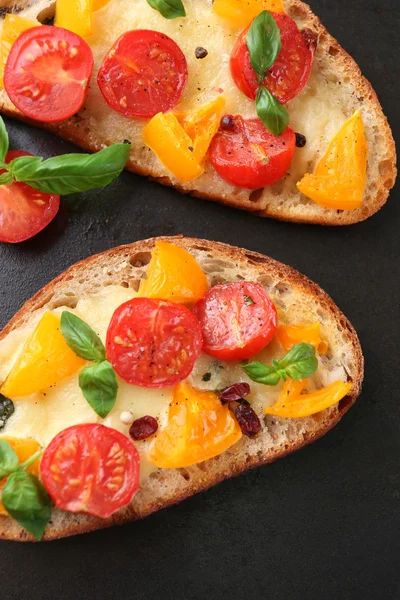 おいしいパン、トマトのブルスケッタ クローズ アップ — ストック写真