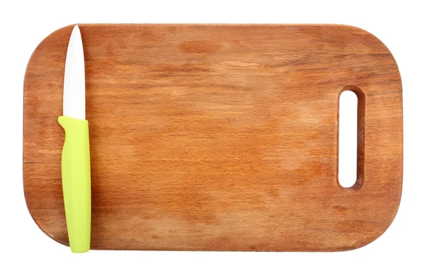 Kuchyňský nůž a prkénko izolované na bílém — Stock fotografie