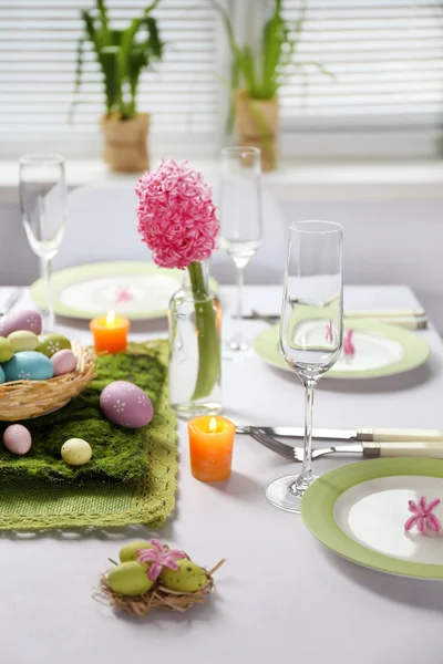 Beautiful holiday Easter table setting — Stock Photo, Image