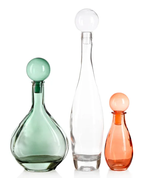 Dekorative Flaschen, isoliert auf weiß — Stockfoto