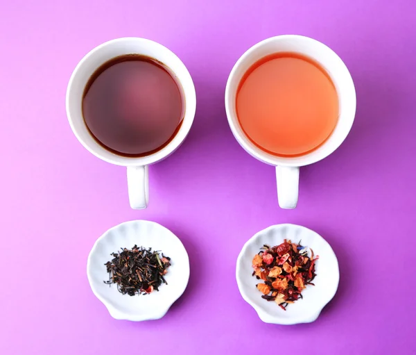 Assortment of tea on color background — Stock Photo, Image