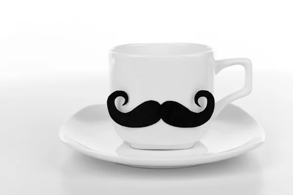 Cup with mustache isolated on white — Stock Photo, Image