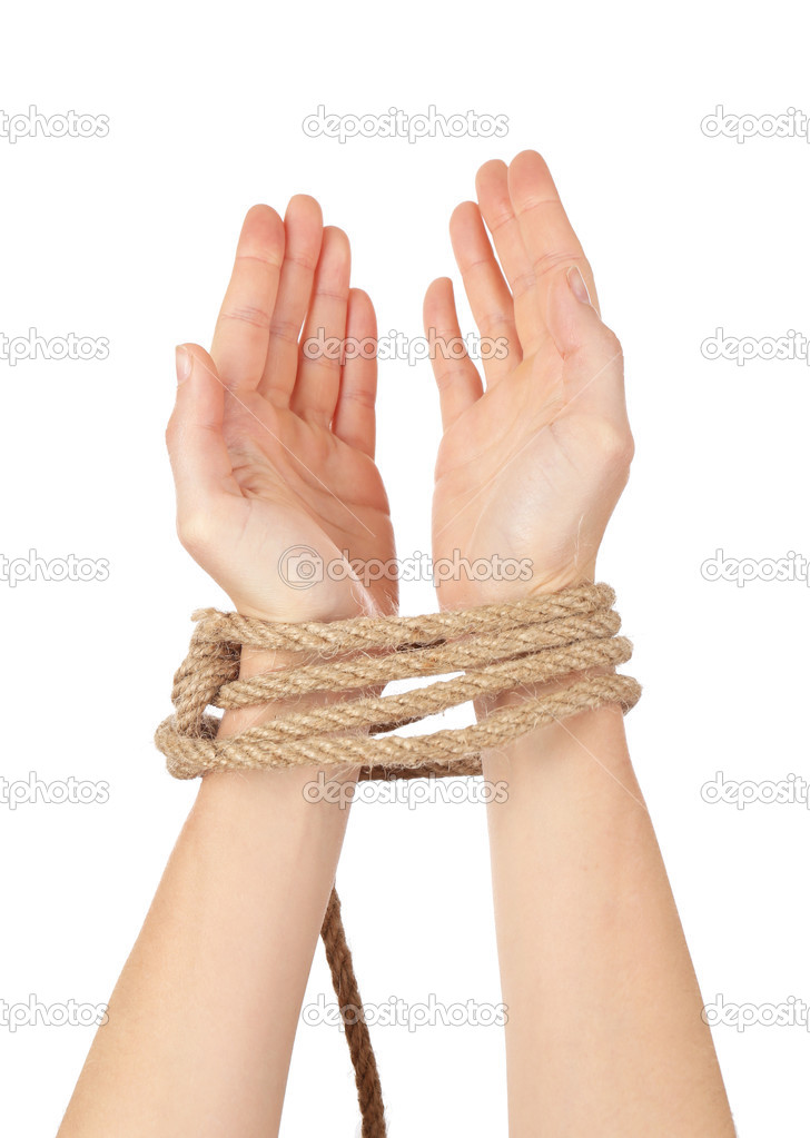 Tied hands, isolated white — Stock Photo © belchonock 47961433