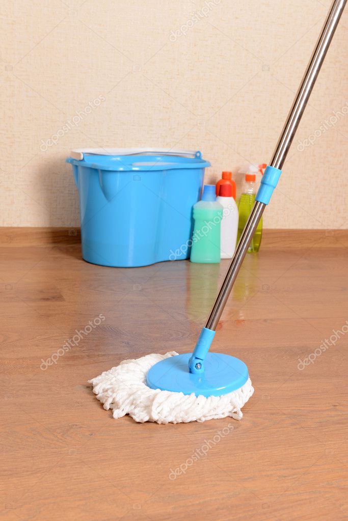 House cleaning equipment with mop — Stock Photo © belchonock 47967809