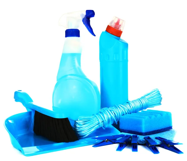 Produkty czyszczące izolowane na białym — Zdjęcie stockowe
